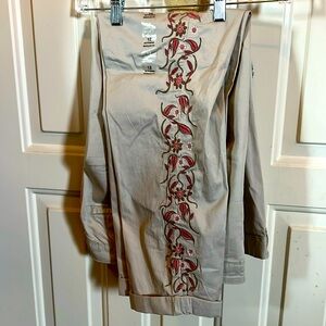 Style & Co. Women’s Tan Pants with Floral Design On Legs